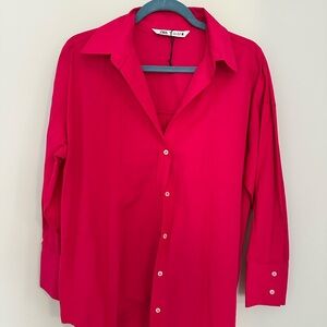 Zara Fuchsia Button-Down Blouse